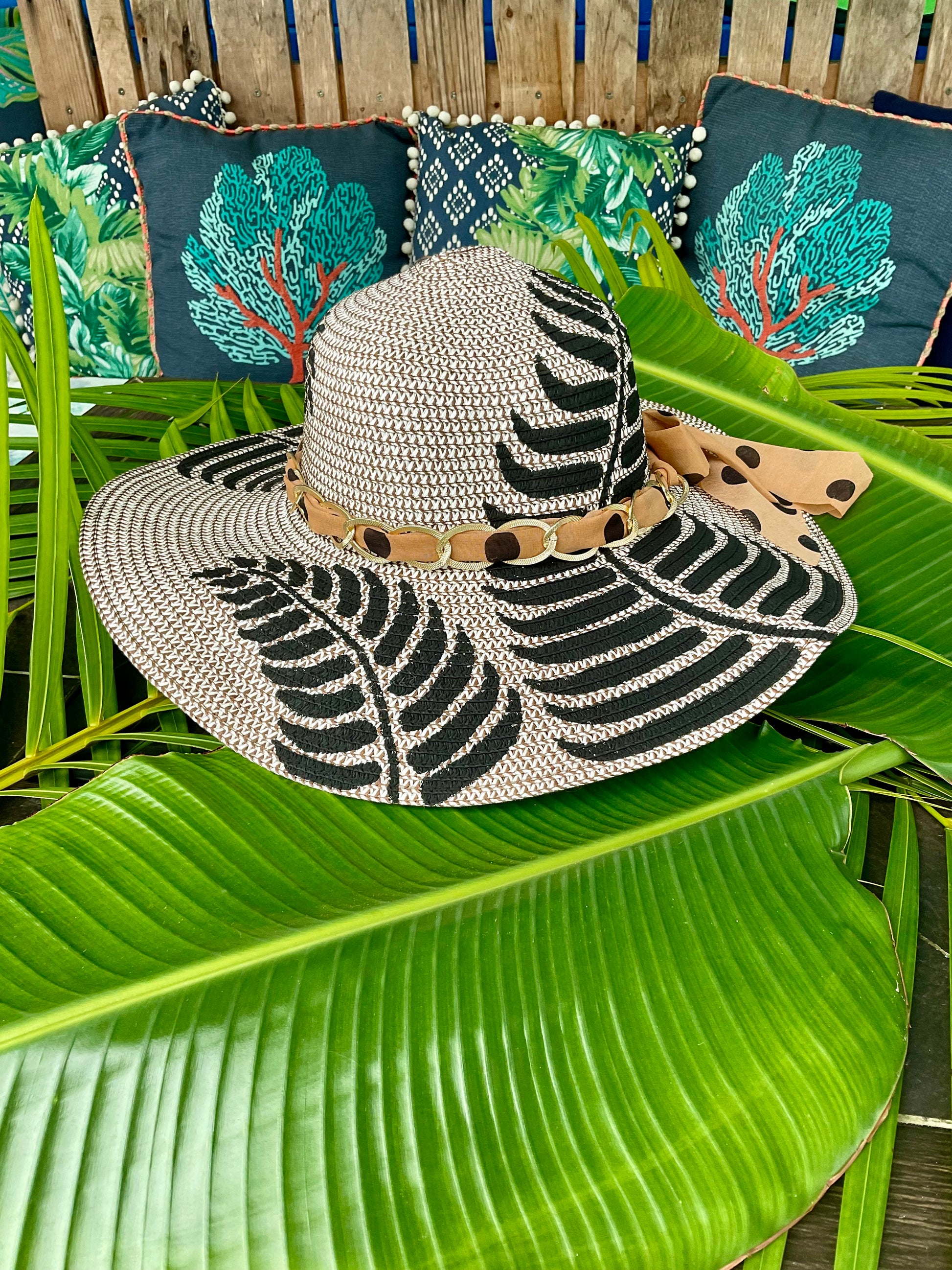 coconut palm leaf hat for sale Black Palm Leaf Hat
